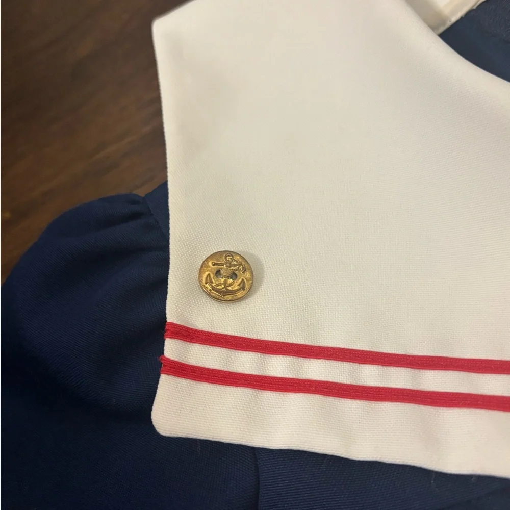 Vintage 90s Nautical Sailor Dress Girls 3T USA Made Wonderland Fashions